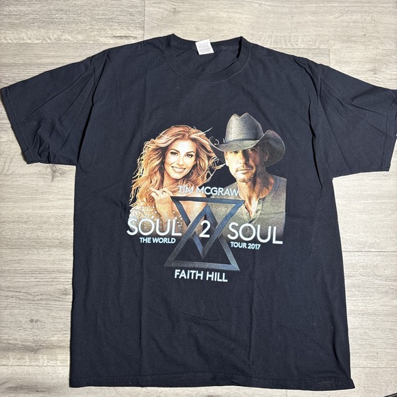 Tourneau Other - Tim McGraw Faith Hill Soul2Soul Tour 2017 Concert T-Shirt Black Size